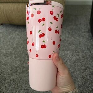 Limited Pink Tumbler with Cherry Design